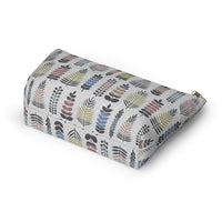 Stamped Leaves Accessory Pouch w T-bottom in Black